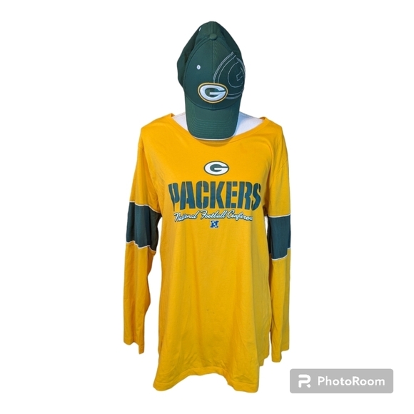 PACKERS Football Long Sleeve NFC T-SHIRT Sz 2XL 💚💛 GREEN BAY PACKERS - Picture 1 of 14